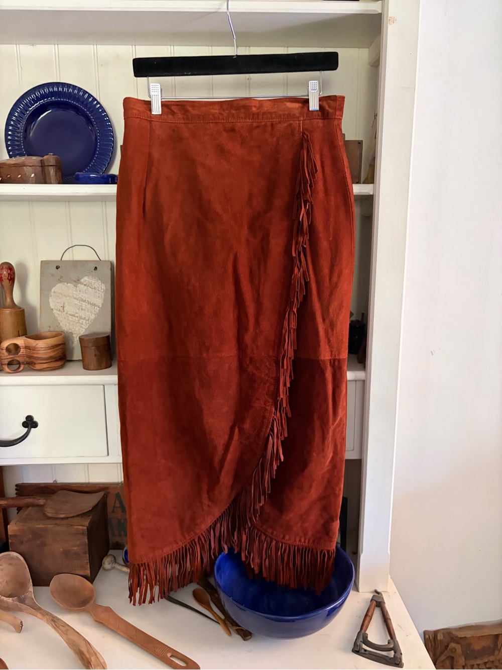 PCFL Rust Fringe Suede Maxi Skirt - Women